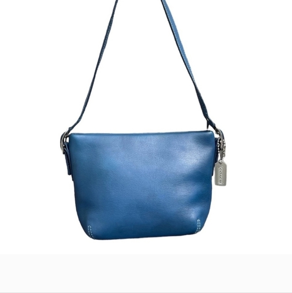 Vintage Y2K COACH Blue  Leather Mini Shoulder Bag Purse.New Without Tags